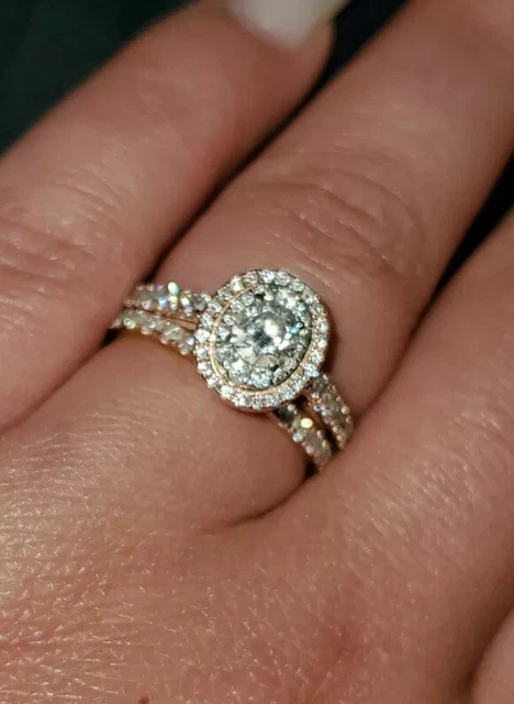 ZALES 1.5 CT. TW Diamond Double Frame Bridal Set in 14K Rose Gold