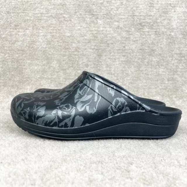 Crocs Shoes Womens 6 Sloane Clog Mule Black Graphic Roses Floral Rubber Slip On 3