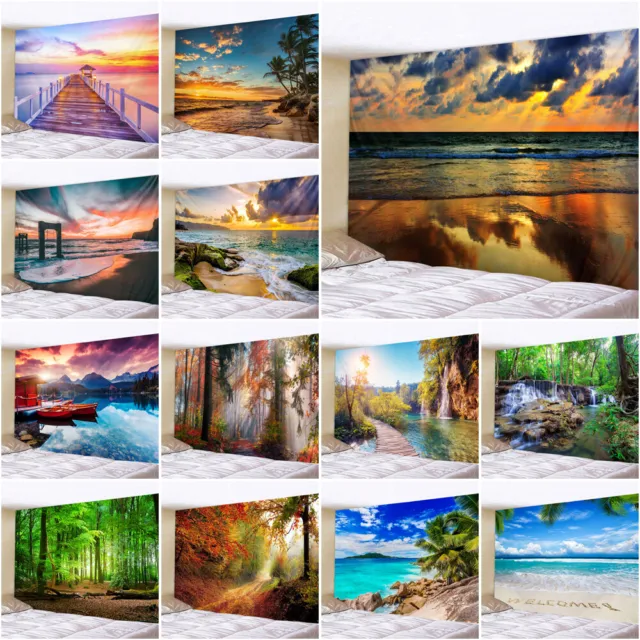 Large Seascape Tapestry 3D Wall Hanging Throw Blanket Bedspread Background Cloth