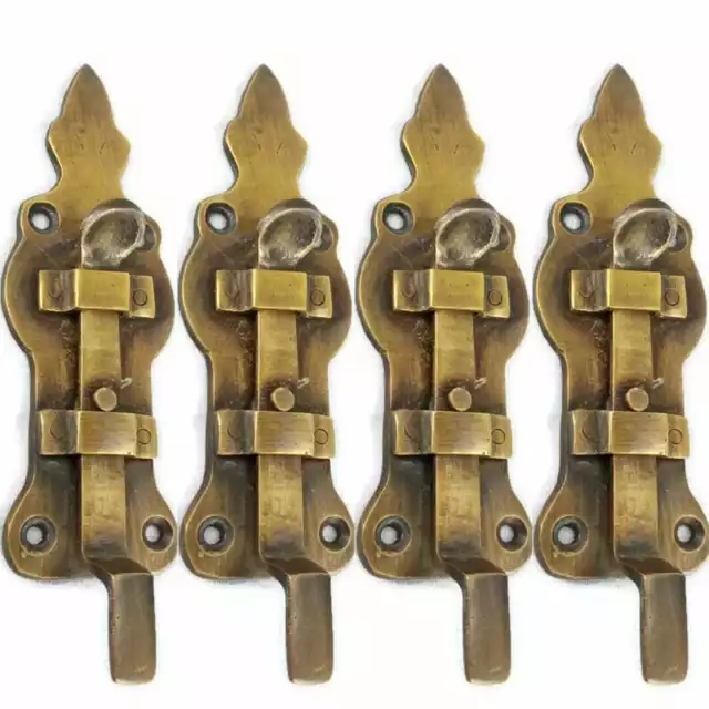 4 small BOLTS french old Antique style door furniture heavy brass flush 4.1/2"B