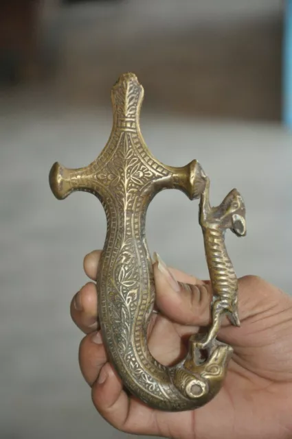 Old Brass Fine Lion & Deer Crafted Handcrafted Sword Handle Hilt