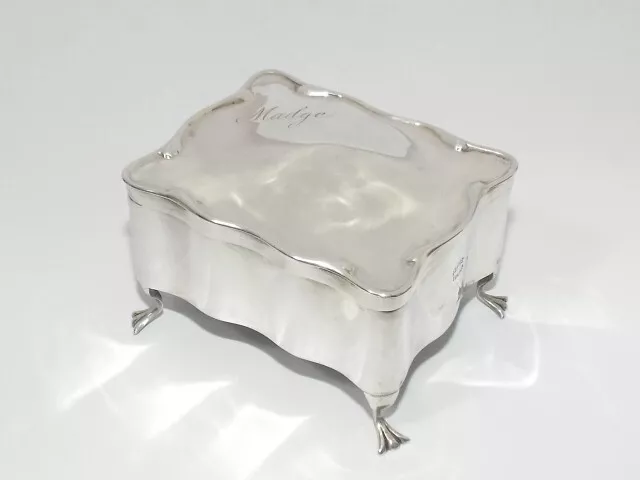 EDWARDIAN ASPREY & Co STERLING SILVER JEWELLERY BOX, WITH PROVENANCE, B'HAM 1907