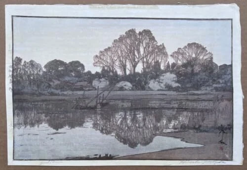 Hiroshi Yoshida, Yoshikawa, 1935, Self-Printed, Handwritten Pencil Signature, Wo
