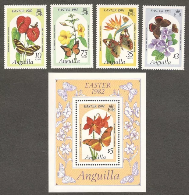 Anguilla 1982 Flowers set of 4 & MS MNH