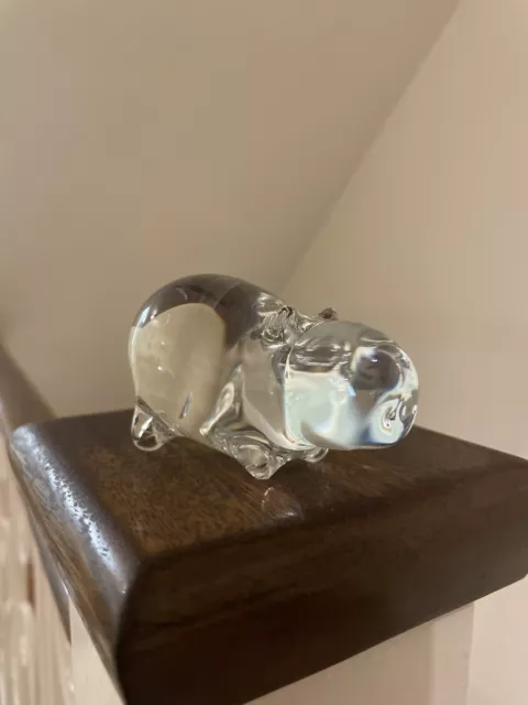 Charming Rare Seamless Vintage Glass Hippo Pig Figurine Or Paperweight