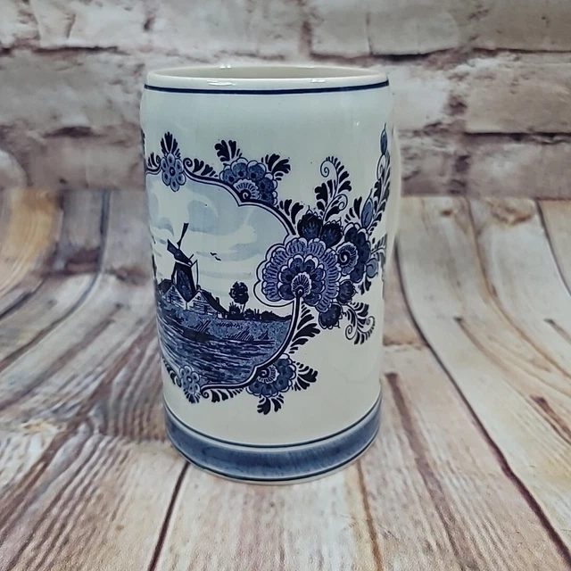 DELFTS BLAUW STEIN Hand Painted Holland Blue And White 16 Oz Ceramic ...