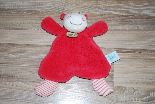 Doudou plat vache beige rose rayé babynat baby nat