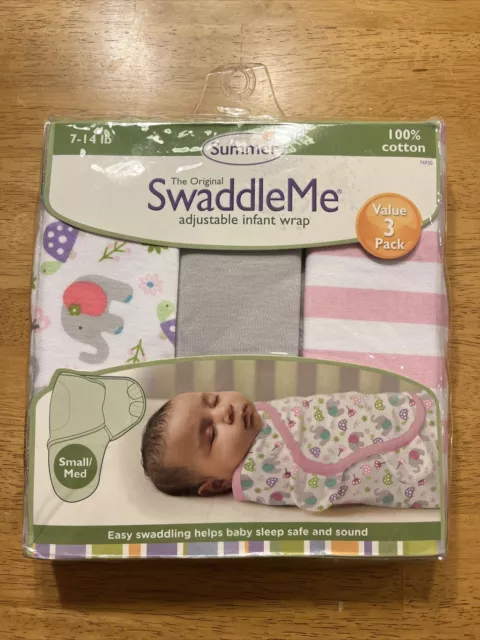 SwaddleMe Adjustable Infant Wrap 3 pack 7-14lbs Grey, Pink, Elephants 🍼❤️🐘