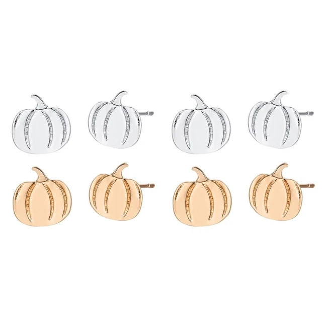 4 Paia Orecchini Borchie Verdura Zucca Borchie Orecchio Gotico Argento Sterling Miss