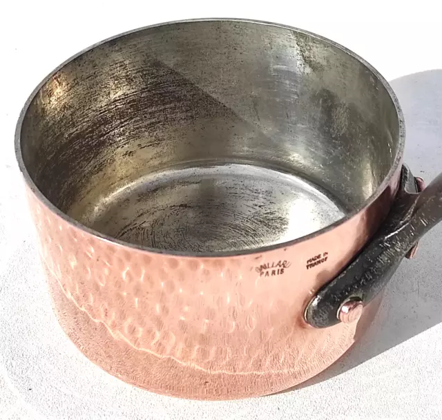 Vtg 6.5inch French Copper Saucepan Gaillard Paris Hammered Tin Lining 2.5mm 4lbs