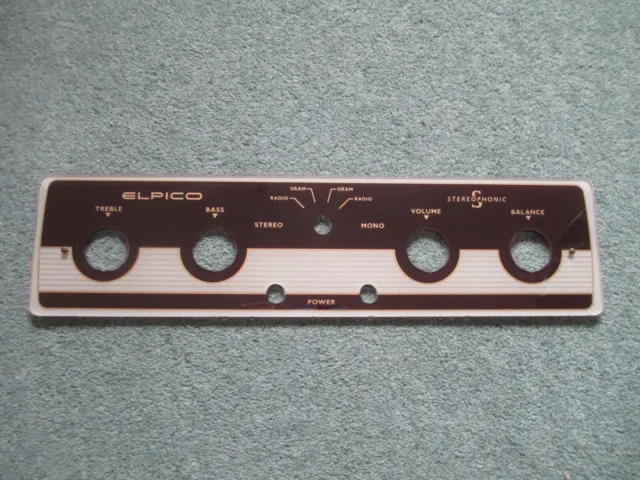 Vintage ELPICO Stereo Radio Flat Front Face Panel Only - Classic Parts / Spares