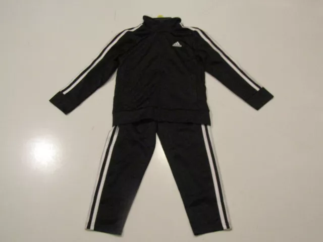 Adidas Boys Black White Active Full Zip Jacket Sweat Pants 2 Piece Set Size 4T