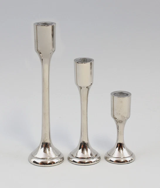 9977167-d Chandelier Silver Coloured Set Nickel Plated 3 Candle H10-7 7/8in