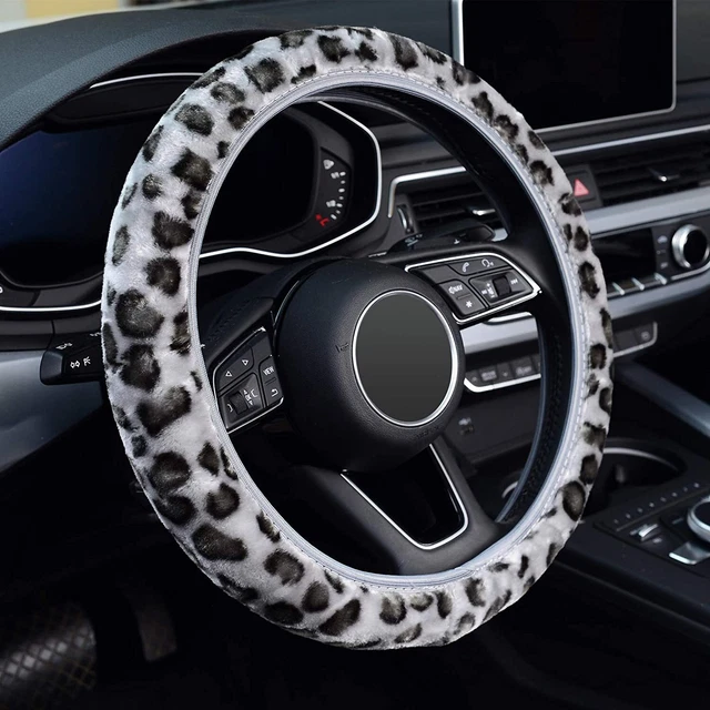 Auto Lammfell Leopard 37-39 Lenkradbezug Lenkradschoner Lenkradüberzug Fellbezug