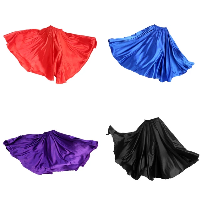 Belly Dance Performance Satin Halloween Skirt Shiny Ankle