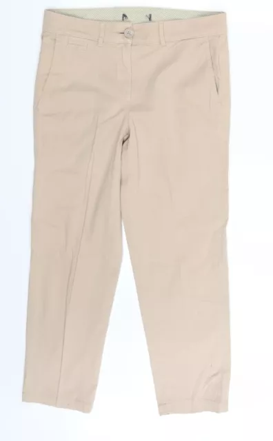 Preworn Womens Beige Cotton Capri Trousers One Size L25 in Regular Zip