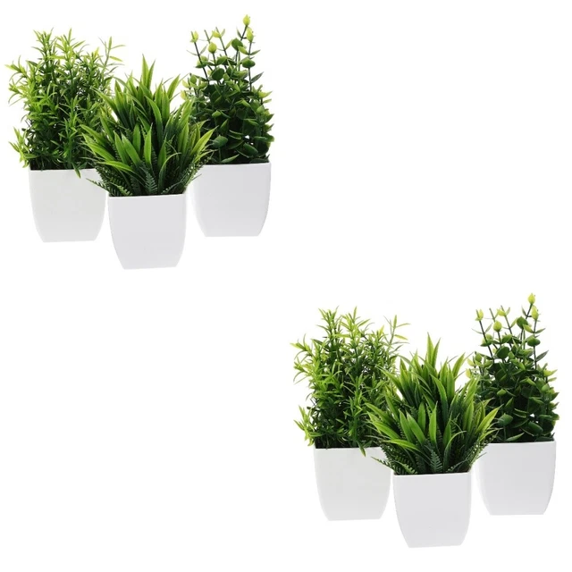 Pianta Grassa Finta Oairse Set Di 3 Piccole Piante Artificiali In Vaso, Mini Piante Artificiali Da Interno, Felce Di Boston, Eucalipto, Rosmarino, Pianta Decorativa Per Piantine Finte