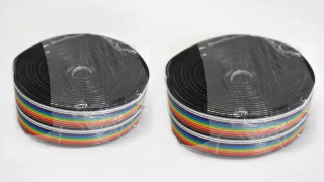 Eowpower 16.5Ft 5M 20 Pin Rainbow Color Flat Ribbon Cable IDC Wire Cable 2 Pack