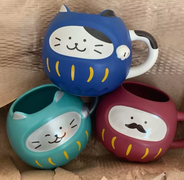 NEW YEAR 2024 Starbucks Japan 2024 DARUMA Mug RED/Blue/Green 3sets