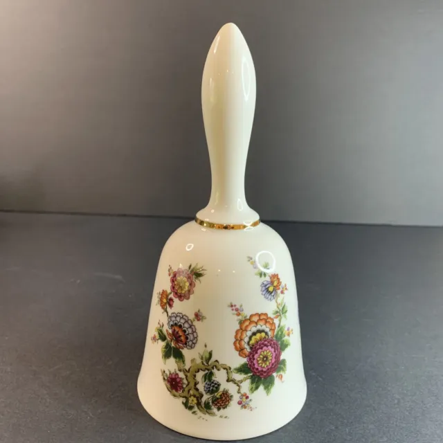 Vintage Bareuther Waldsassen Porcelain Floral Hand Bell Bavaria Germany 7" 3