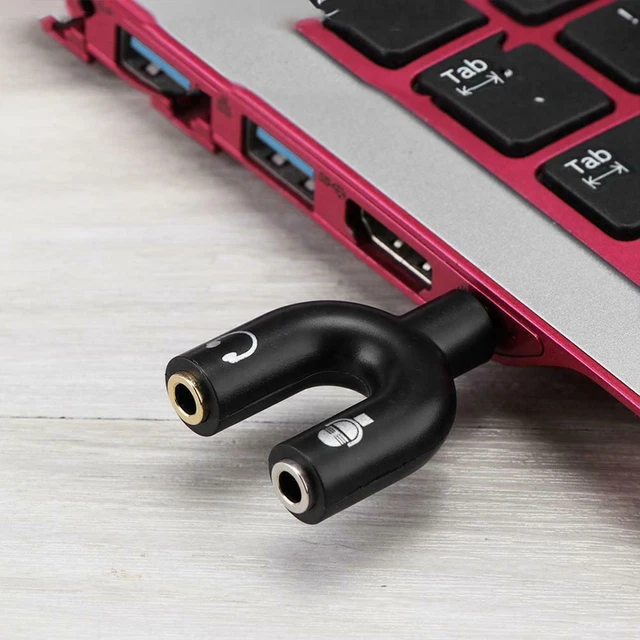 3.5mm Black Stereo Splitter Audio to Mic & Headset 7Y2W For Phone Adapter New V8
