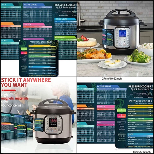 INSTANT POT CHEAT Sheet Set Pressure Cook Times Chart Reference