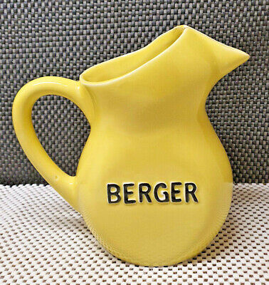 Berger Ancien broc pichet BERGER SIROPS plastique jaune bistrot collection France 