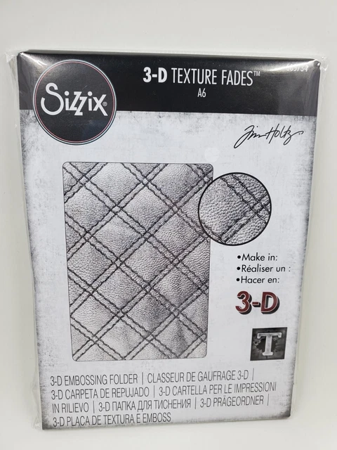 SIZZIX 3D TEXTURE Fades Embossing Folder By Tim Holtz Quilted New $11. ...