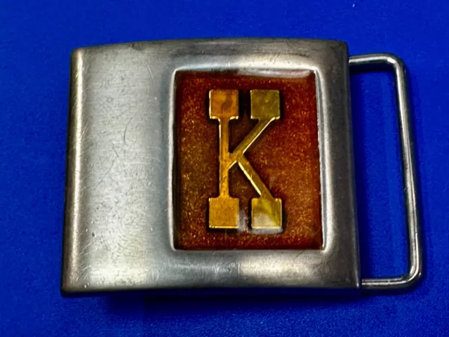 Monogram Letter Initial K -  Retro Custom Multi Color Belt Buckle by Lee NY