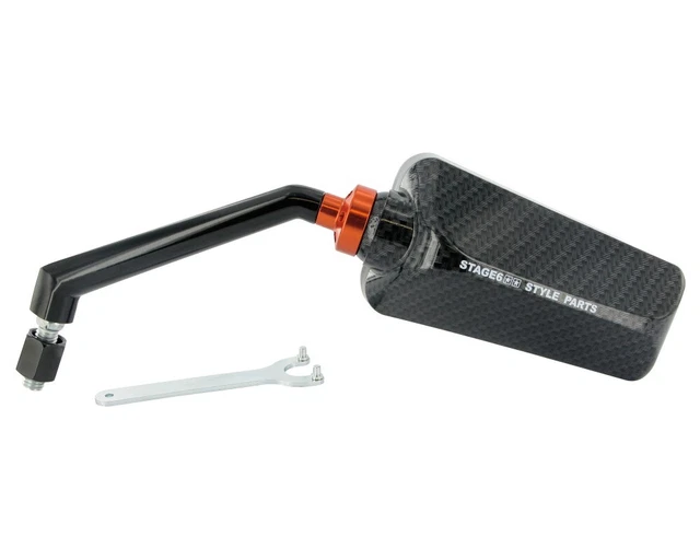 Rétroviseur gauche STAGE6 F1 2010 carbone brillant M8 fileté