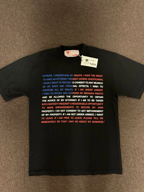 T-shirt Virgil Abloh Archives « Rights » 2015 Réédition – Noir, Taille XL, Neuf Avec étiquettes