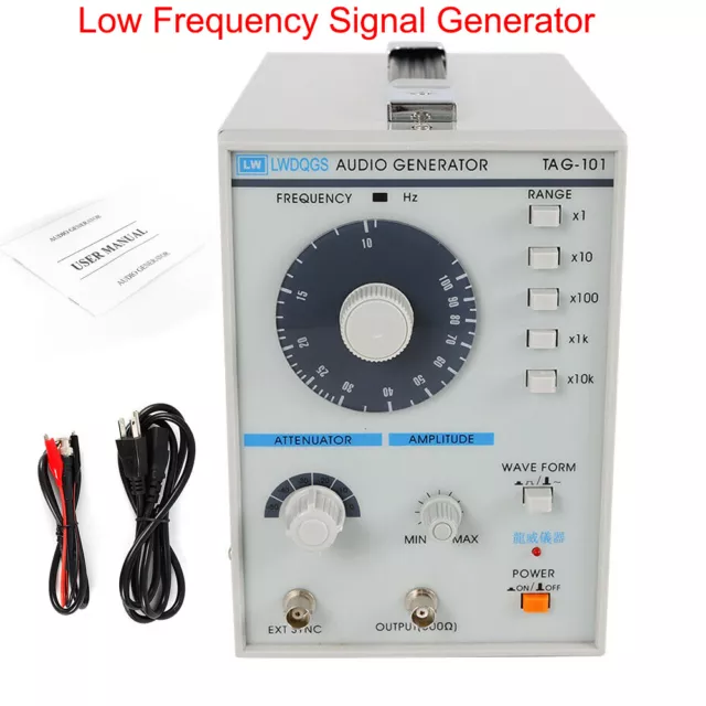 Sine/Square Waves 10Hz-1MHz Audio/Low Frequency Signal Generator w/Power Cord US