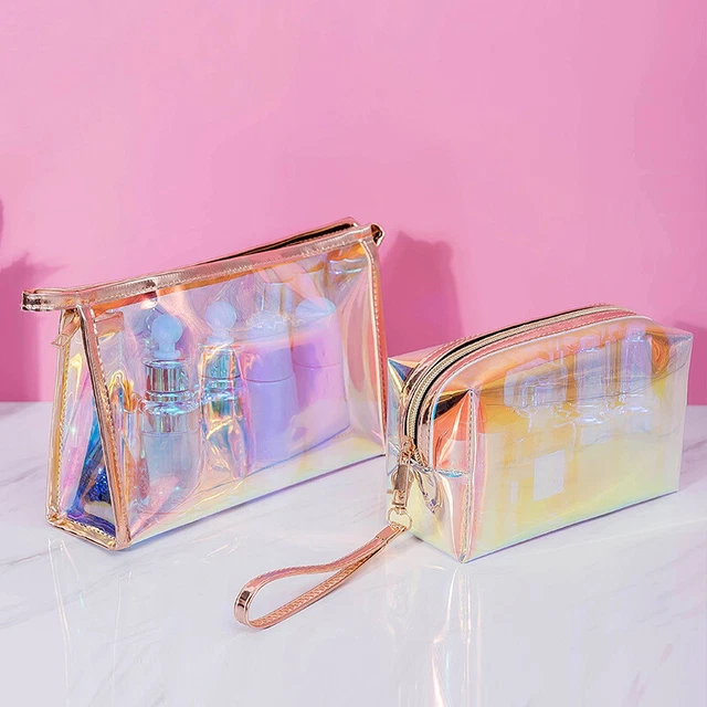 Travel Storage PVC Laser Cosmetic Pouch Bath Toiletry Bag Makeup Bag Zipper