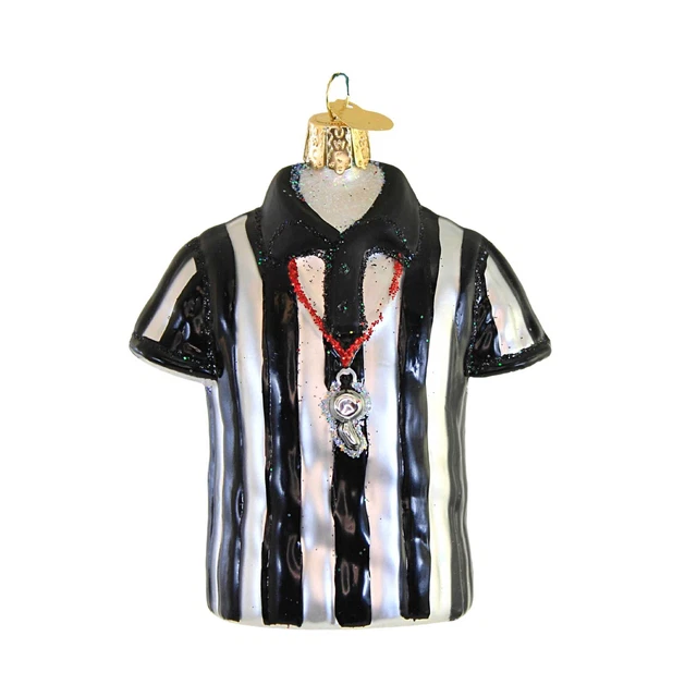 Old World Christmas Referee Shirt Glass Ornament Sport Football Whistle 44181