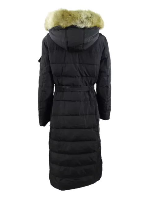 Michael Michael Kors Women's Petite Belted Faux-Fur Trim Coat (PXXS, Black) 2