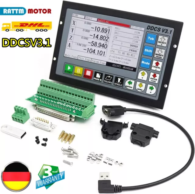 〖Ger〗 4 Axis Off-line Stand Alone CNC Motion USB Controller DDCSV3.1 PLC System