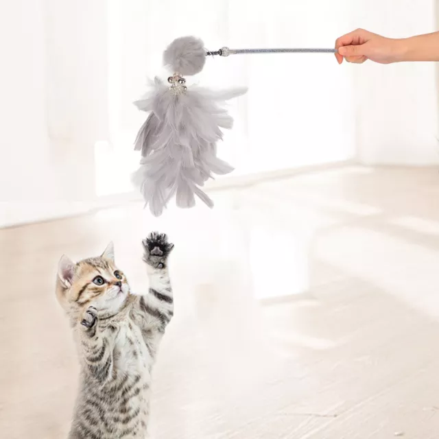 Feather Bell Funny Cat Stick Interactif Bite Resistant Cat Teaser Wand Toy Qcs