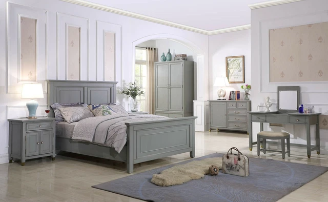 Chambre à Coucher Lit Nachttische 3 Parties Set Design de Luxe Lits Bois Double