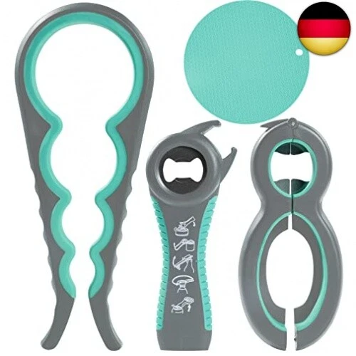 Glasöffner und Flaschenöffner mit Silikongriffpolster - 4Packs Gummi-Glasöffner