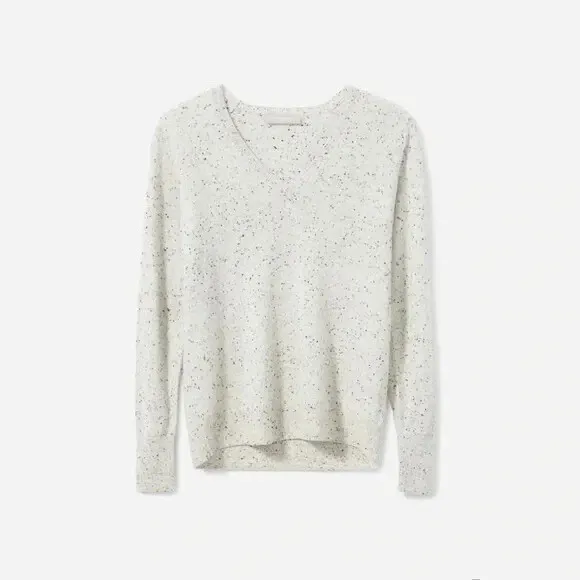 Everlane Size XXS Women's Cashmere V Neck Pullover Sweater Frost Donegal Gray