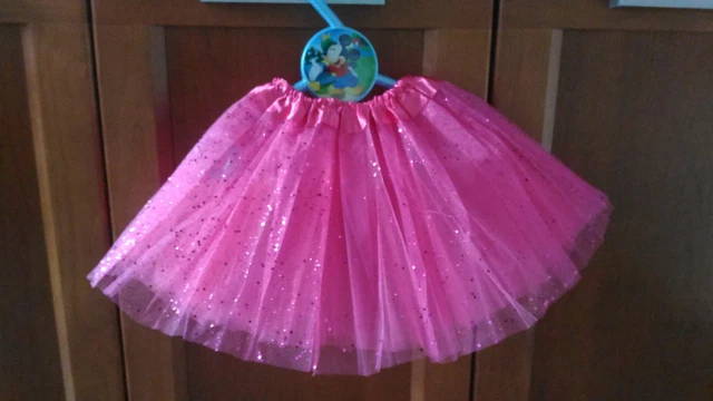 Tutu Elastica Brillante Rosa per Bambine Festa Costume Balletto Danza 22-36 CMS