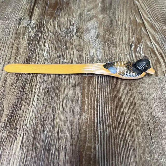 Vintage Hand Carved Wooden Duck Letter Opener Hand Painted 8"