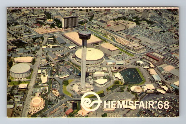 San Antonio TX-Texas, Aerial View Worlds Fair Hemisfair Antique Vintage Postcard