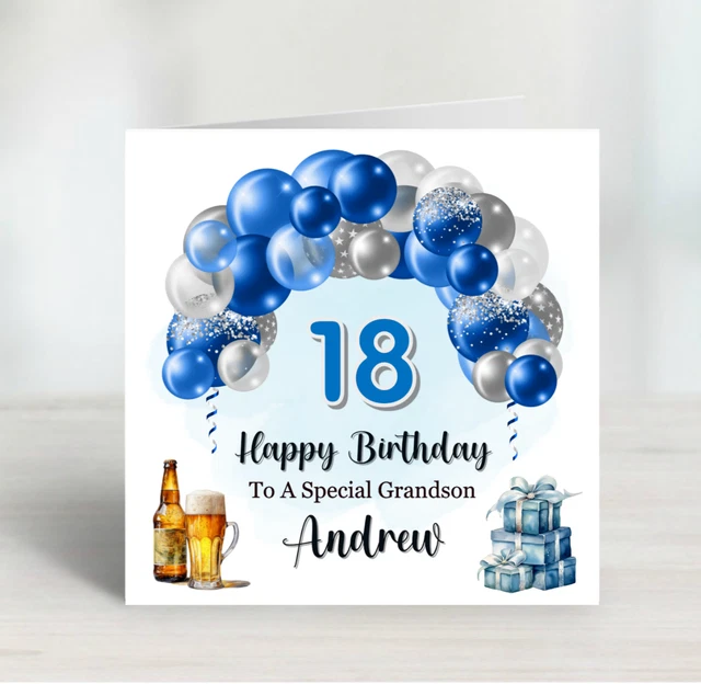 BOYS 18TH BIRTHDAY Card Personalised Teens Son Grandson Nephew Brother ...