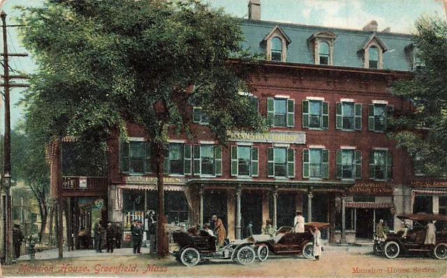 MANSION HOUSE OLD Cars People Antique Greenfield MA c1910 P183 $3.89