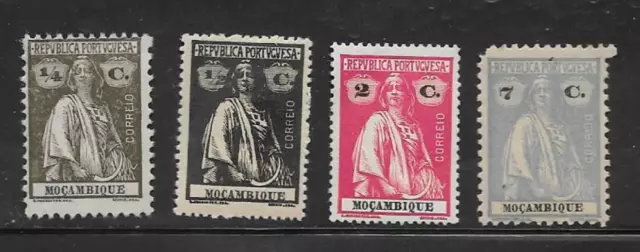 Mozambique Postage Issue, Set Of 4 Mint Ceres Definitive Stamps 1913-1922