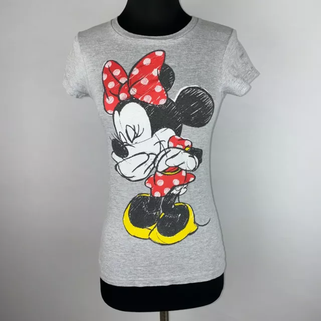 Disney Juniors S Multicolor Minnie Mouse Laughing Front Graphic T-Shirt Tee