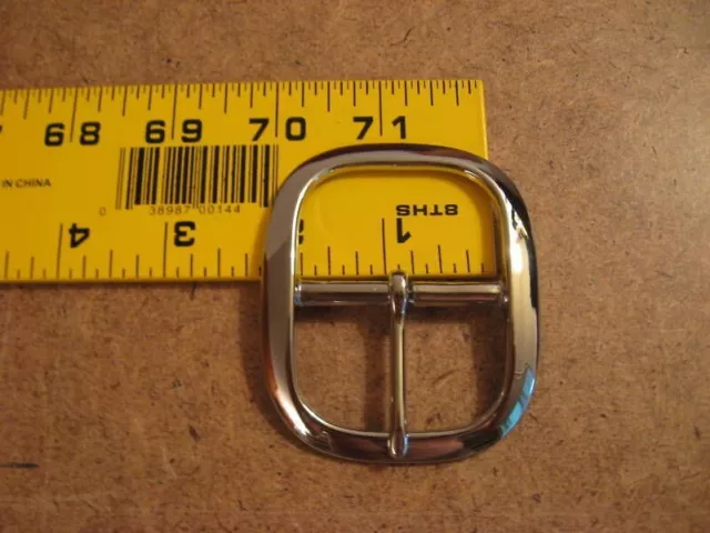 1 3/4" Nickel Plated Solid Brass (Silver) Round Middle Bar Belt Buckle