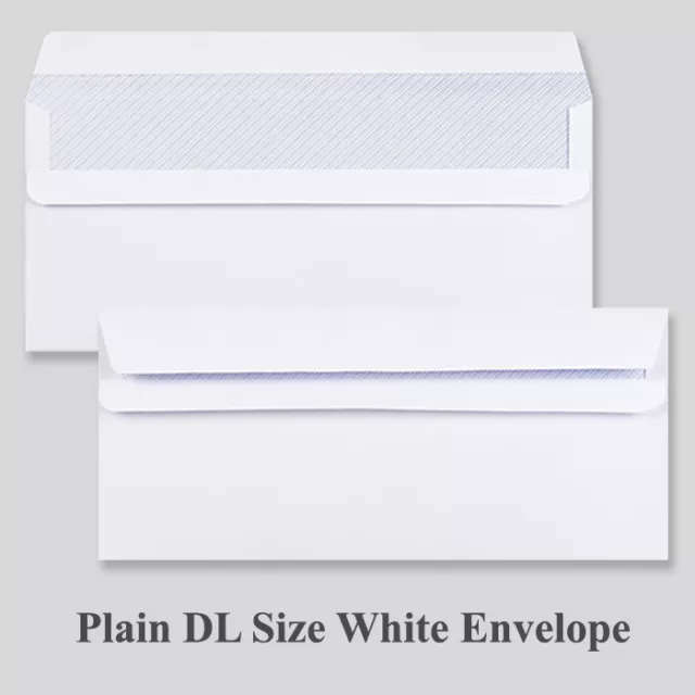 DL PLAIN White Self Seal 90gsm Envelopes 10 20 50 100 250 500 1000
