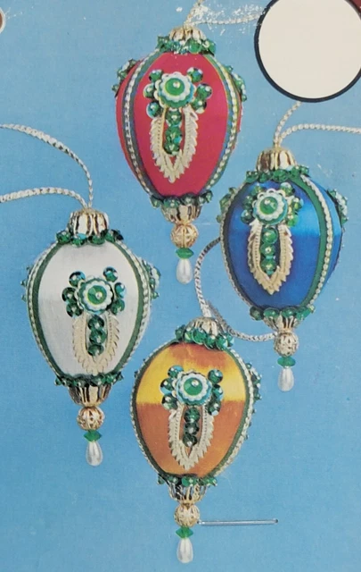 Mini LÁGRIMA SATINADA de colección 1978 lentejuelas/cuentas (4) KIT de artesanía adorno de Navidad